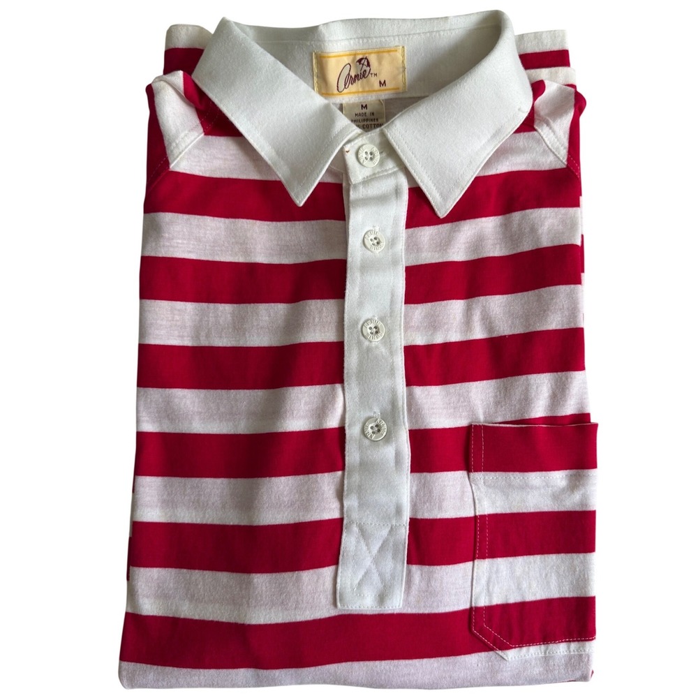 Vintage 80's "Arnie" Golf Polo Shirt, Classic Arnold Palmer Red White Stripe Med